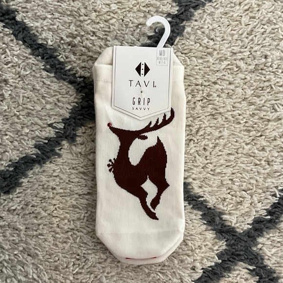 Pure Barre Accessories - Cream and Brown Rudolph Grip Socks